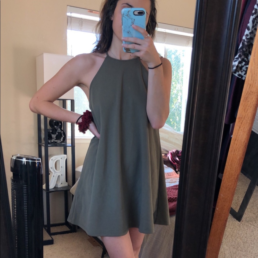 Olive green shift dress